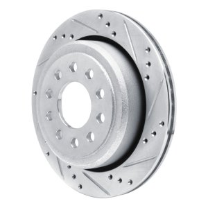 Lincoln Town Car Brake Rotor (1) - Rear Right - R1 Concepts - Drilled & Slotted - Silver - `03-`11